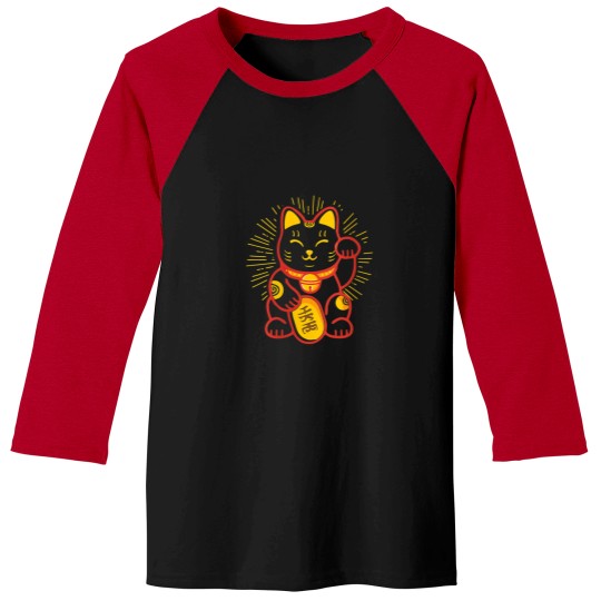 Discover Womens Maneki Neko Lucky Cat Japanese Money Kitt Baseball Tees