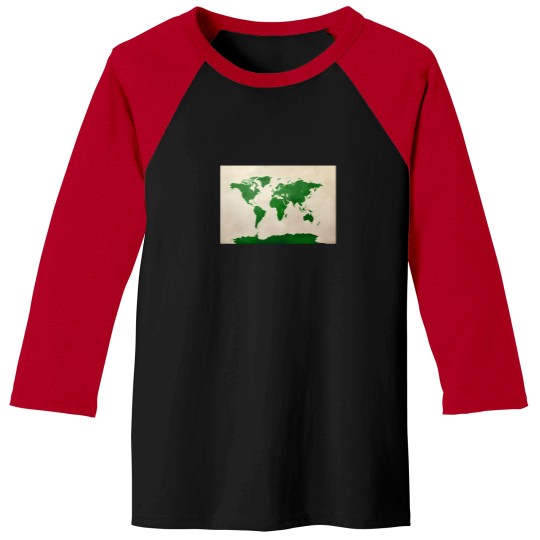 Discover World Map Green 2743 Baseball Tees