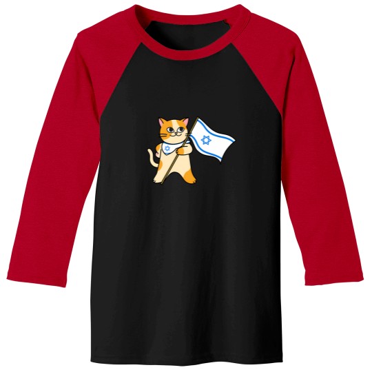 Discover zionist proisrael cat holding an israeli flag Baseball Tees