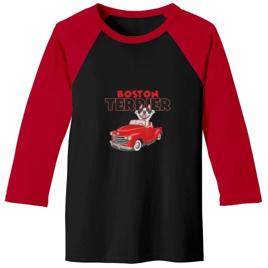 Discover Boston Terrier In Classic Red Truck Baseball Tees