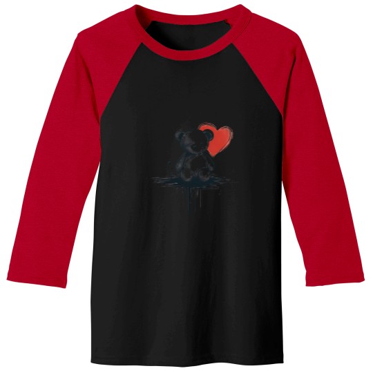 Discover Cute Teddy Bear With Hearts (Ink Design) (4) Baseball Tees