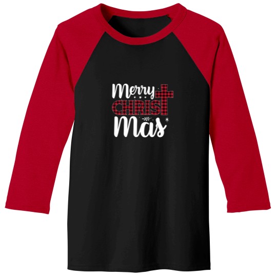 Discover Christmas-Merry-Xmas-Holiday-Christ-Plaid-Present T-Shirt Baseball Tees