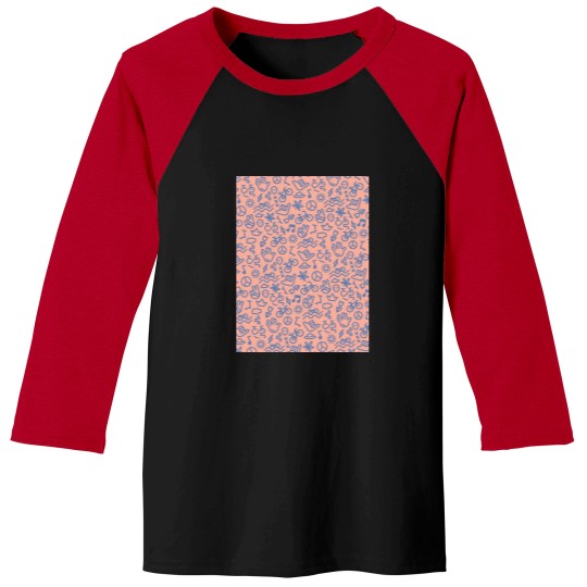 Discover Funky Bikes Cycling patterns Salmon Pink and Blue Baseball Tees