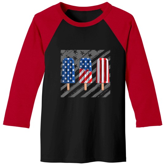 Discover 4th Of July Popsicles Red White Blue American Flag Kids Baseball Tees