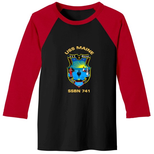 Discover USS Maine (SSBN-741) Crest For Dark Colors   T-Shirt Baseball Tees