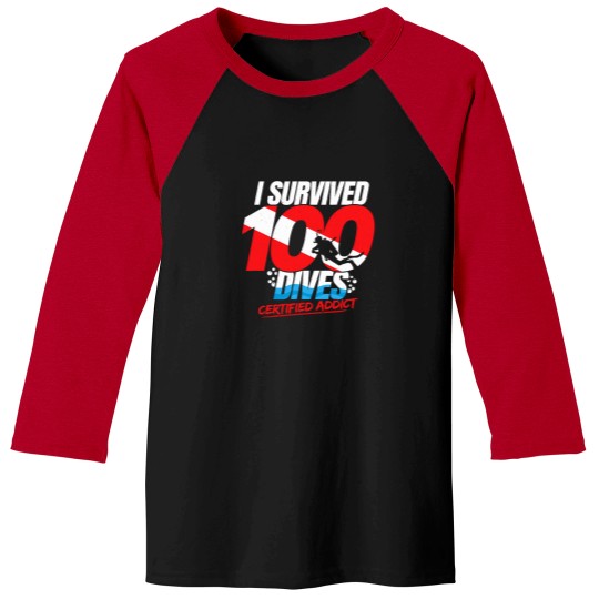 Discover 100Th Dive Gift 2Diver Down Flag 2Funny Scuba Diving T-Shirt Baseball Tees