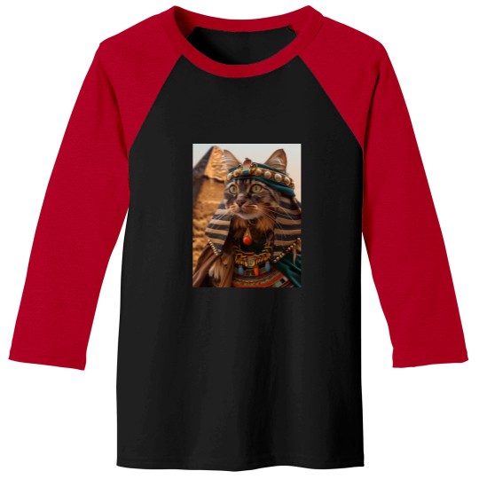 Discover Pharaoh Cat and Pyramid Baseball Tees