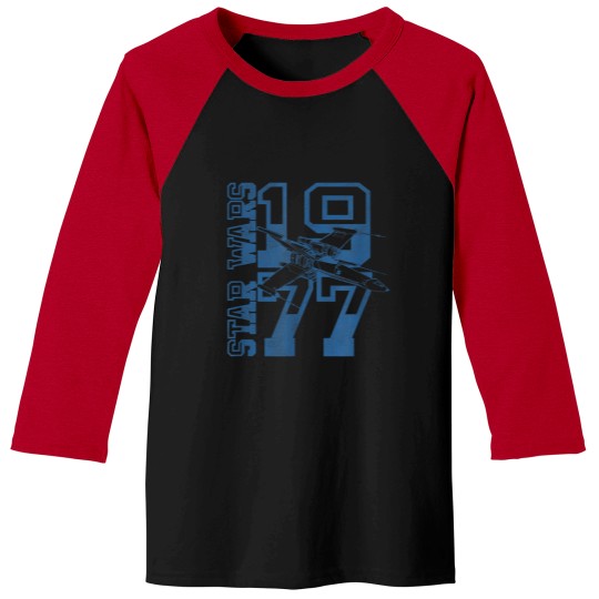 Discover 1977 Collegiate Logo & X-Wing Fighter T-Shirt Baseball Tees
