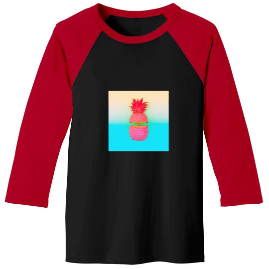 Discover Neons pop art pink and blue pineapples Baseball Tees