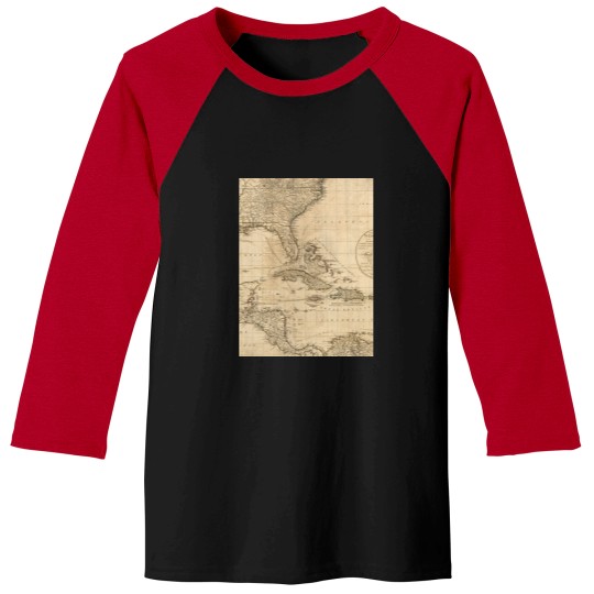 Discover vintages Map of the Carribbean and Gulfs of Mexico Baseball Tees