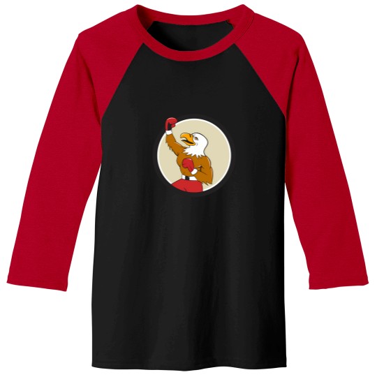 Discover Bald Eagle Boxer Pumping Fist Circle Cartoon T-Shirt Baseball Tees
