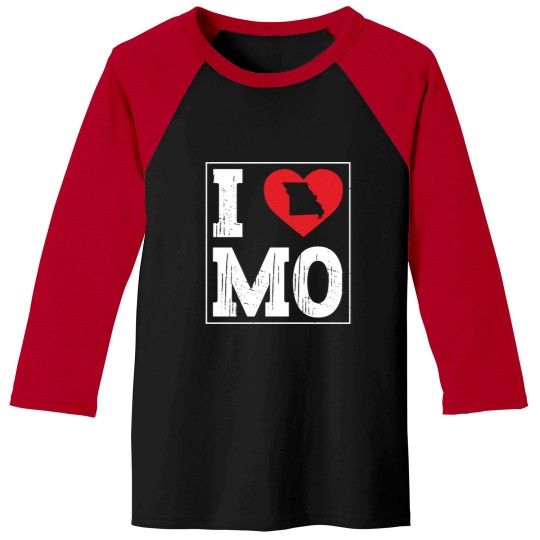 Discover I Heart Love MO Missouri City Map Classic Vintage I Love MO Baseball Tees