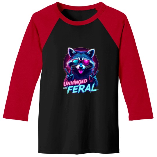 Discover Cyberpunk Raccoon Unhinged And Feral Vaporwave Aesthetic Baseball Tees