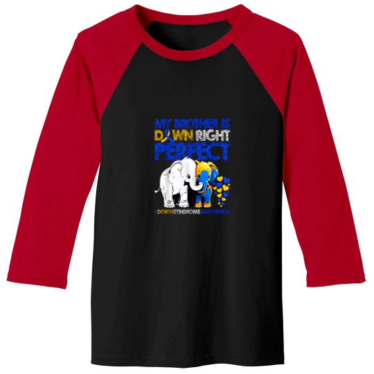 Discover My Brother Is Down Right Perfect Funny Elephant Baseball Tees