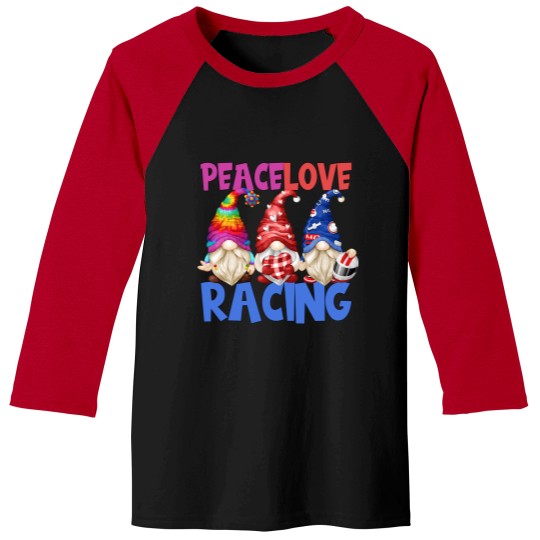 Discover Race Car Driver Funny Gnomes For Women Peace Love Racing Baseball Tees