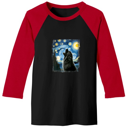 Discover Newfoundland-Dog-Artistic-Van-Gogh-Starry-Night-Newfoundland-T-Shirt Baseball Tees