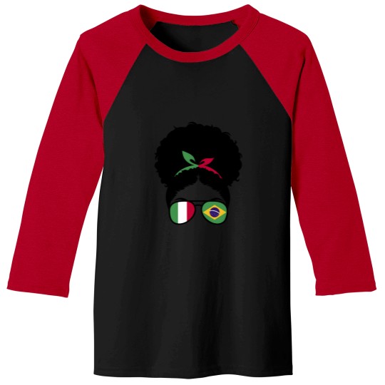 Discover Italy And Brazil Mix Afro Hair Half Italian Half Brazilian Baseball Tees