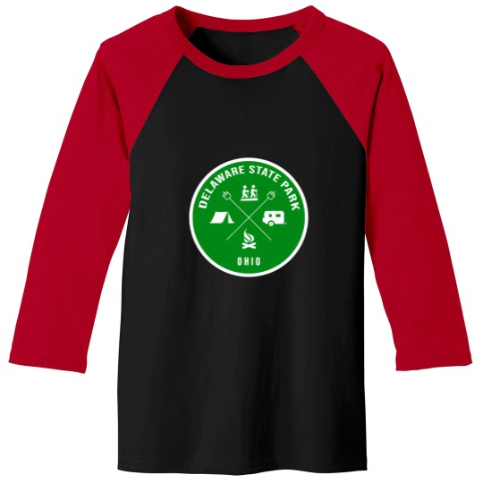 Discover Delaware State Park Ohio Heraldic Logo Baseball Tees