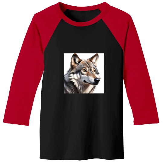 Discover Wolf Portrait Baseball Tees