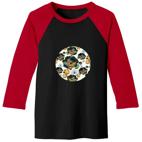 Discover Indigo Flowers And Peacocks Baseball Tees