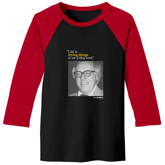 Discover Ray-Bradbury'S-Portrait-With-A-Creativity-Quote-(Inverse)---Copy T-Shirt Baseball Tees