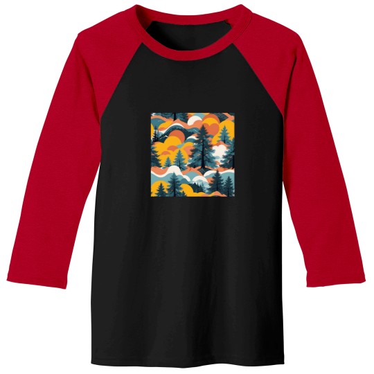 Discover Cedar Hills Seamless Pattern Baseball Tees