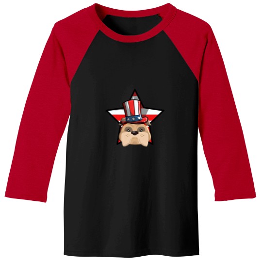 Discover Funny American Bulldog USA Flag Star 4th July Baseball Tees
