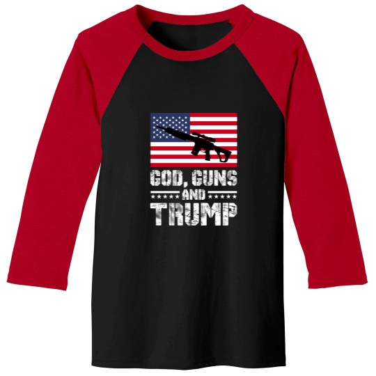 Discover God Guns and Trump Baseball Tees