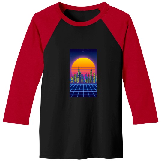 Discover 1746 Outrun Chicago City Lights Active T-Shirt Baseball Tees