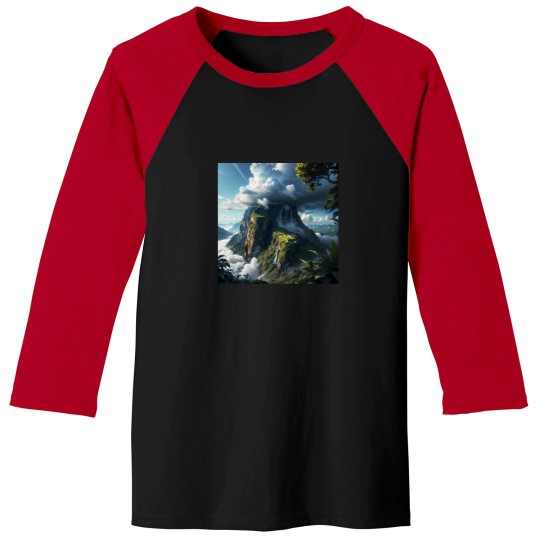 Discover Mountains And Clouds Landscape Sticker 1231 Baseball Tees