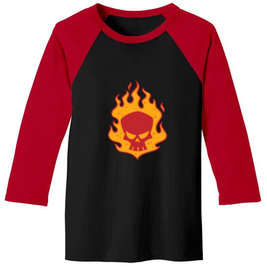 Discover Flaming Skull Baseball Tees