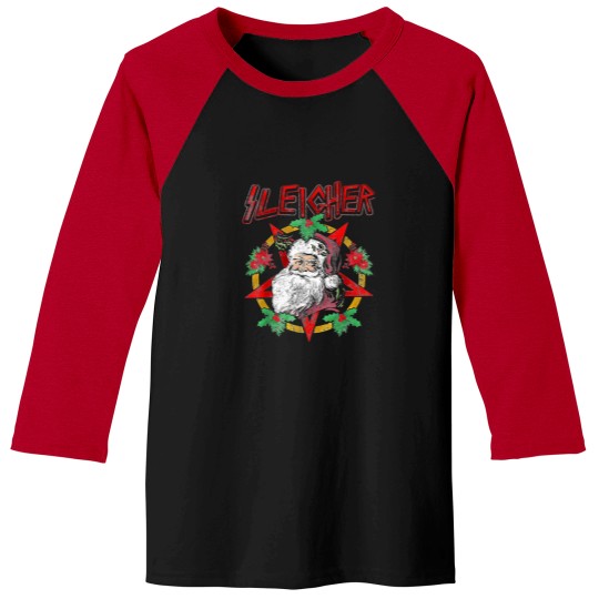 Discover Sleigher-Heavy-Metal-Santa-Claus-Christmas-Xmas T-Shirt Baseball Tees