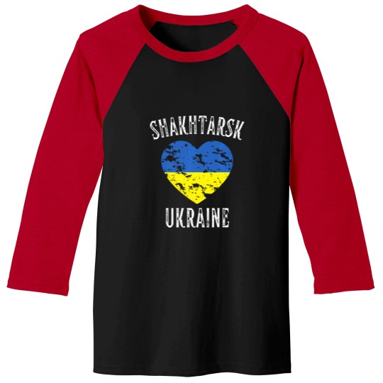 Discover Ukraine Flag Heart Shakhtarsk City Baseball Tees