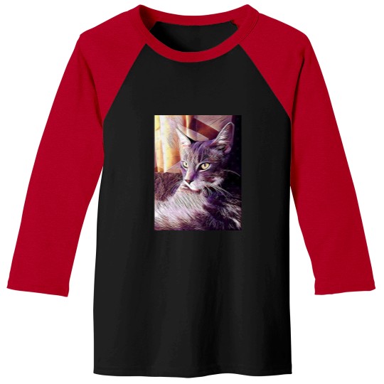Discover Kitty in the window Twillight Life is harder death is peaceful Baseball Tees