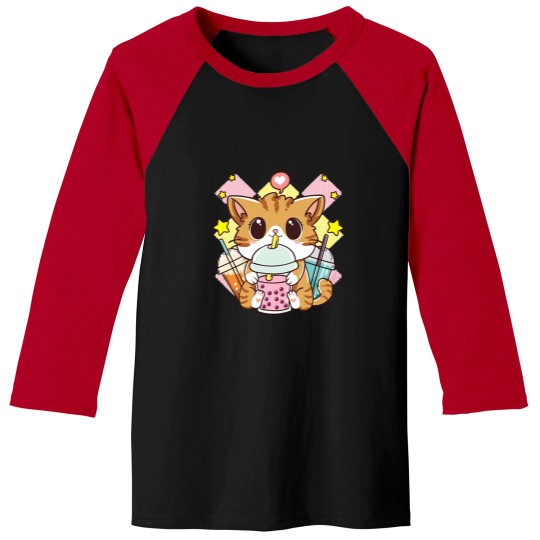 Discover Kawaii-Neko-Anime-Cute-Cat-Boba-Tea-Bubble-Tea-2 Baseball Tees