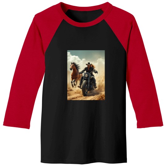 Discover Motorcycle Cowboy Spirit Riding Adventure Baseball Tees
