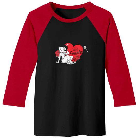 Discover womens betty boop fearless roses heart vneck Baseball Tees