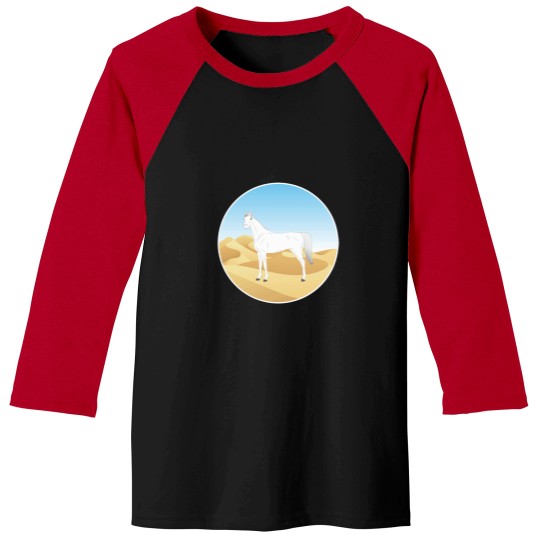 Discover Abbayan horse - white horse with landscape - oriental horse - Yemen horse breeds Baseball Tees