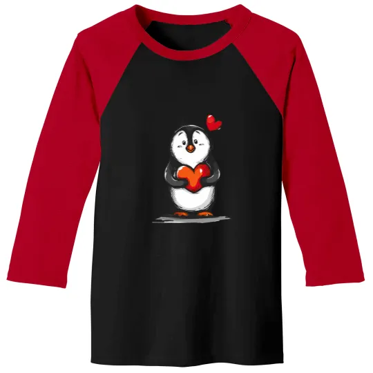 Discover Valentines Day Penguin Holding A Red Heart, Penguin Valentine Active T Tee Baseball Tees
