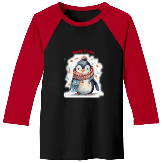 Discover Xmas Penguin In Christmas Lights Funny Penguin Cute Penguin Xmas Wish Active T Tee Baseball Tees