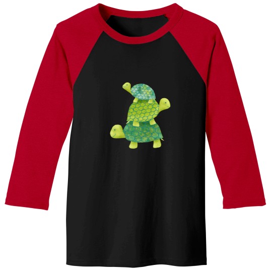 Discover Cute Turtle Stack In Teal Lime Green And Turquoise Baseball  Sleeve T-Shirt 31 Baseball Tees