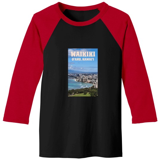 Discover Waikiki - O'ahu Poster Baseball Tees