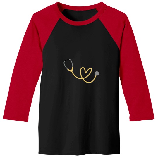 Discover Yellow Heart Stethoscope actives Baseball Tees