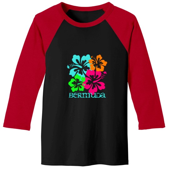 Discover Bermuda Island Beach Tropical Hibiscus Travel Surf Vacay Baseball Tees