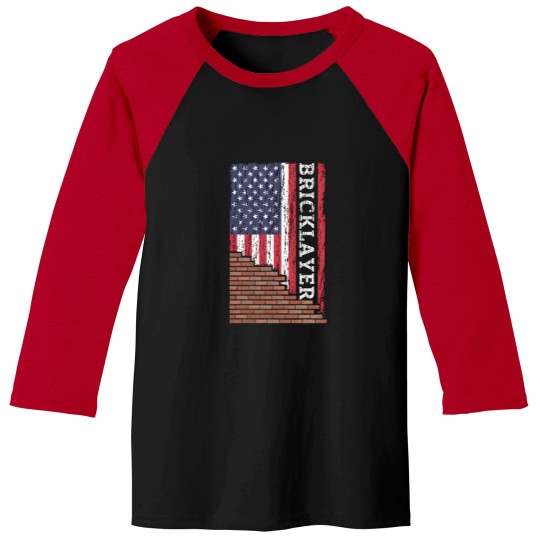 Discover Brick Mason Bricklayer Masonry Construction Us American Flag Baseball Tees