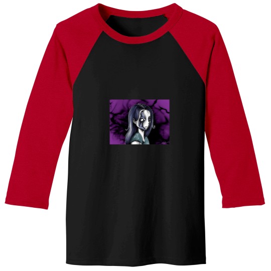 Discover 7509-Dark-And-Mystical-Illustration-Of-An-Anime-Style-Woman-Long-T-Sh Baseball Tees