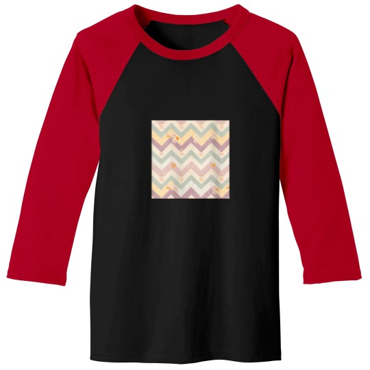 Discover Womens Delicate Floral Pattern with Zigzag Geome Baseball Tees