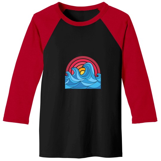 Discover 7300 Abstract Big Waves In The Sunset Active T-Shirt Baseball Tees