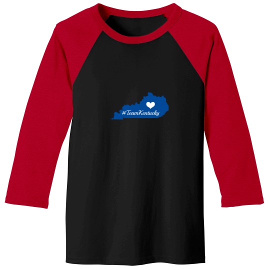 Discover teamkentucky kentucky state silhouette with heart blue Baseball Tees