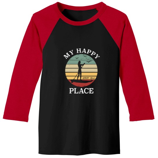 Discover Stand Up Paddle - SUP Girl - My Happy Place Sunset Baseball Tees